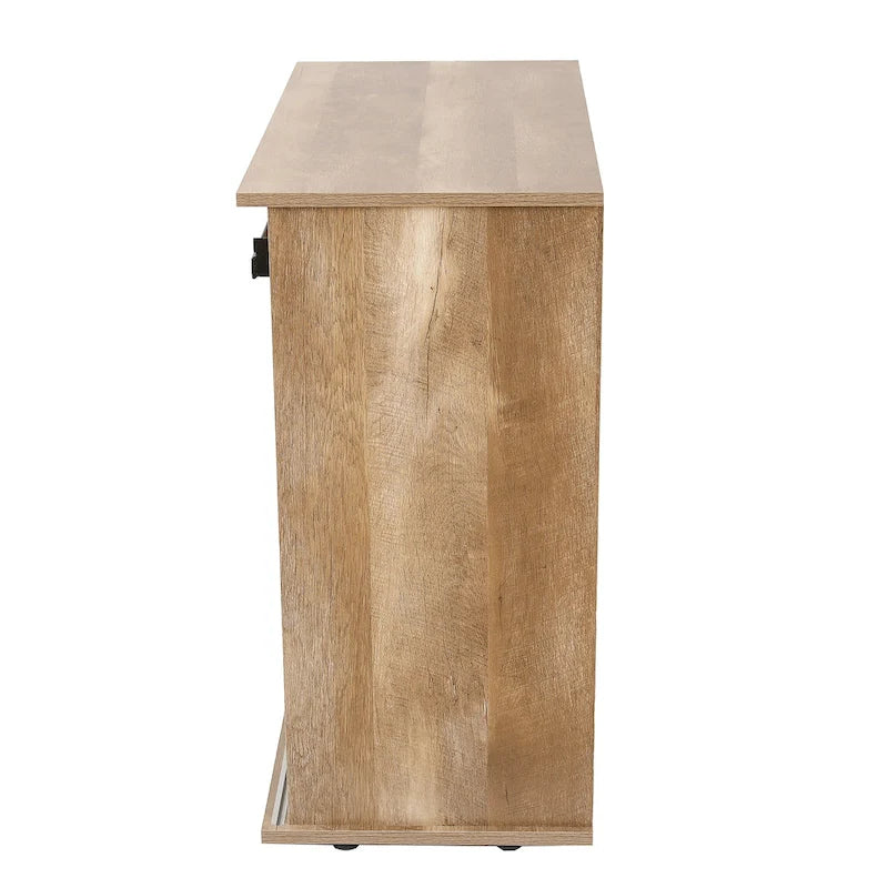 Natural Oak Finish Manufactured Wood Wine and Storage Cabinet