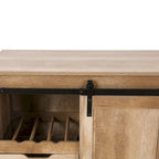 Natural Oak Finish Manufactured Wood Wine and Storage Cabinet