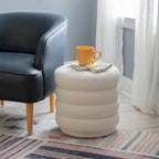 Hawley White Round Sherpa Ottoman