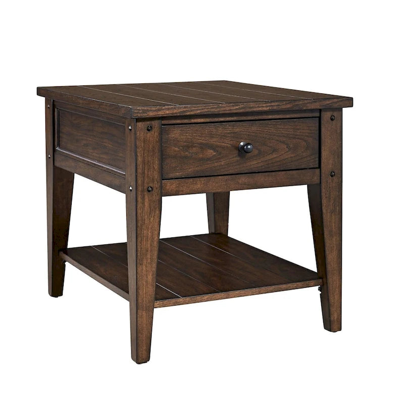 Liberty Furniture Lake House Accent End Table Rustic Brown Oak