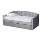 Lennon Modern and Contemporary Velvet Fabric Daybed with Trundle
