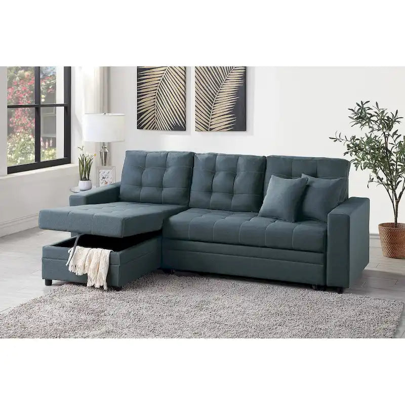 Poundex Reversible Convertible Sectional Sleeper with Storage