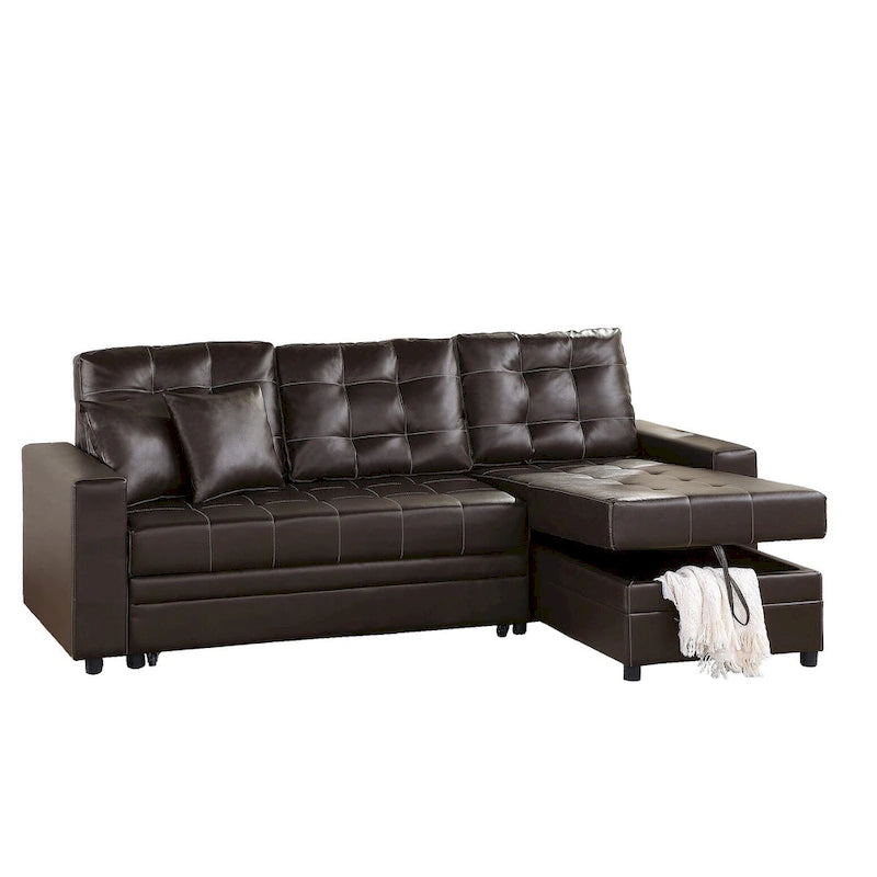 Poundex Reversible Convertible Sectional Sleeper with Storage