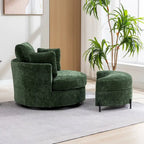 42.3W Upholstered Swivel Accent Chair with 4 Pillows and Half-Moon Storage Ottoman