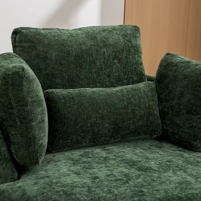 42.3W Upholstered Swivel Accent Chair with 4 Pillows and Half-Moon Storage Ottoman