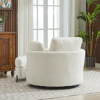 42.3W Upholstered Swivel Accent Chair with 4 Pillows and Half-Moon Storage Ottoman