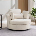 42.3W Upholstered Swivel Accent Chair with 4 Pillows and Half-Moon Storage Ottoman