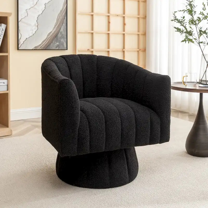 SEYNAR Modern Glam Velvet Upholstered Round Swivel Accent Barrel Chair