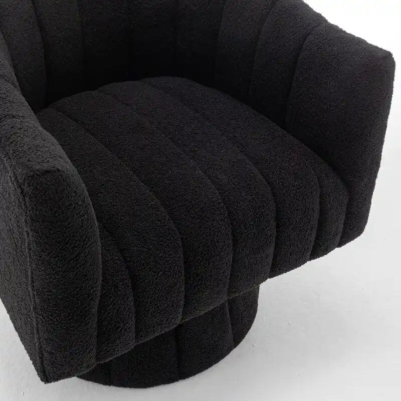 SEYNAR Modern Glam Velvet Upholstered Round Swivel Accent Barrel Chair