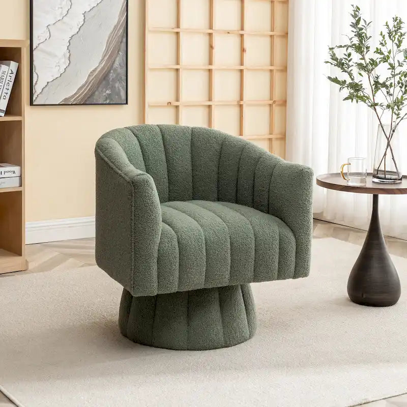 SEYNAR Modern Glam Velvet Upholstered Round Swivel Accent Barrel Chair