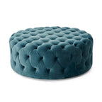 Corvus Chesterfield Round Tufted Velvet Ottoman with Casters
