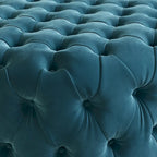 Corvus Chesterfield Round Tufted Velvet Ottoman with Casters