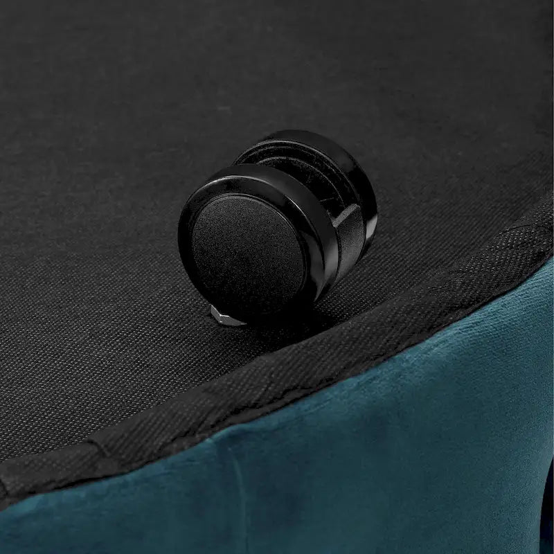 Corvus Chesterfield Round Tufted Velvet Ottoman with Casters