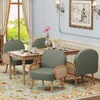 Accent Chair Armchair with Rattan Arms Upholstered Rattan Boho Accent Chair for Living Room Bedroom