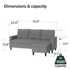 Priage by ZINUS Convertible Sectional Sofa with Reversible Chaise