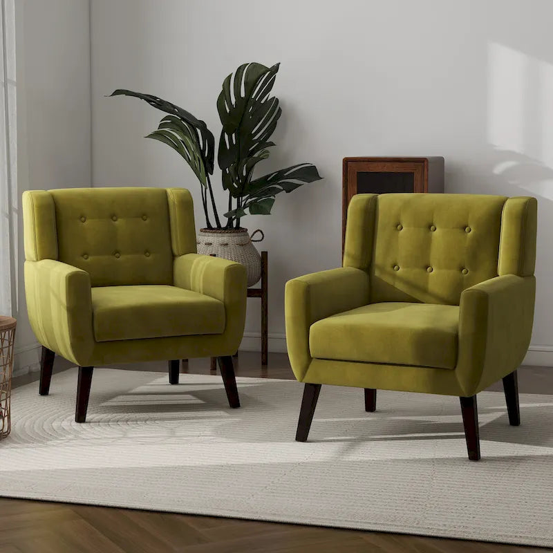 Set of 2 Velvet Living Room Accent Chair Upholstered Armchair