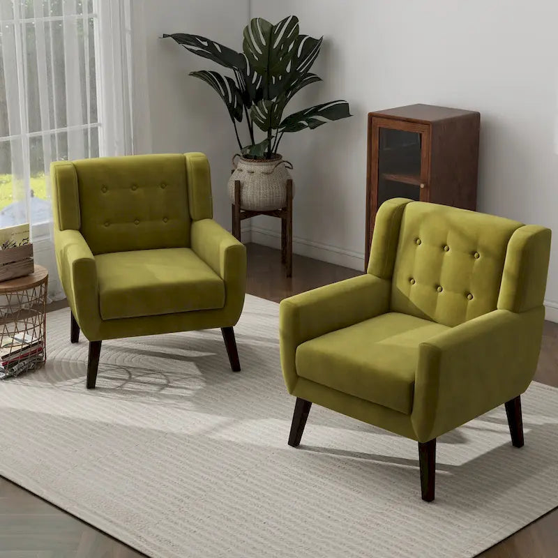 Set of 2 Velvet Living Room Accent Chair Upholstered Armchair