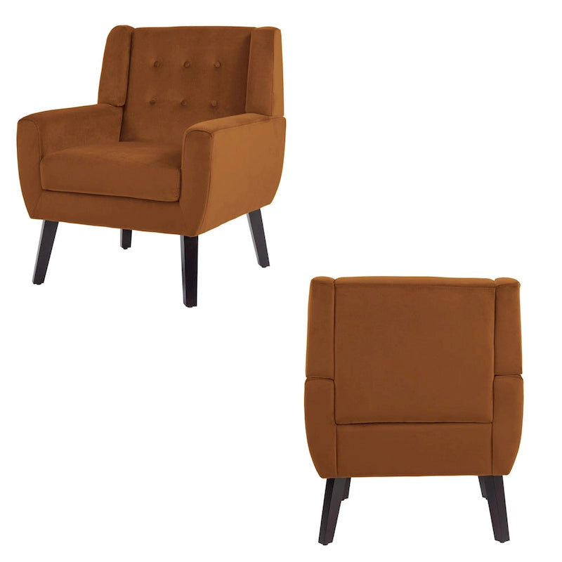 Set of 2 Velvet Living Room Accent Chair Upholstered Armchair