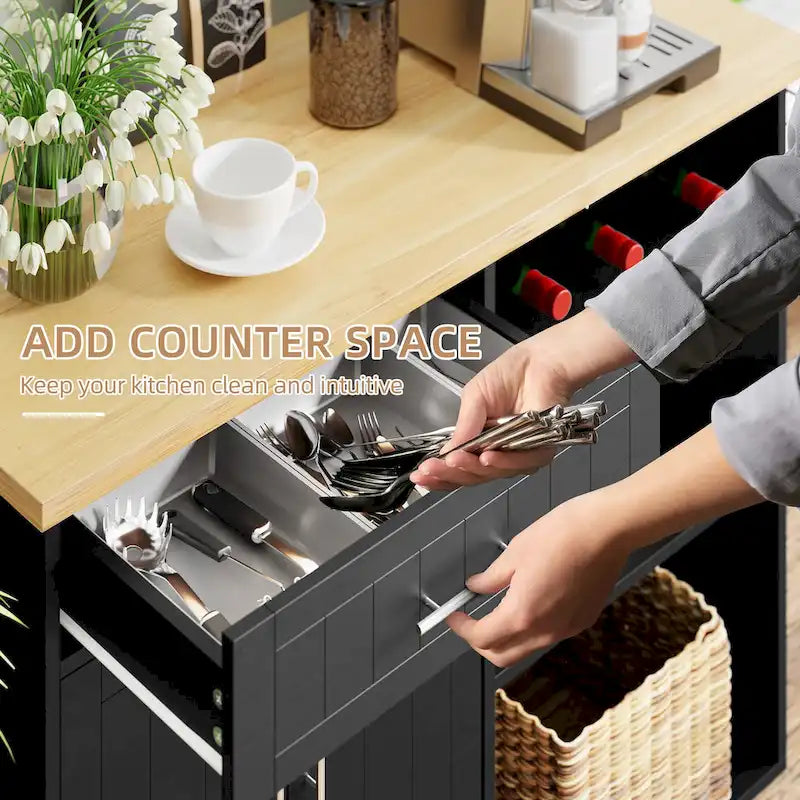 Futzca Kitchen Island Cart with Storage Cabinet and Drawers - N/A