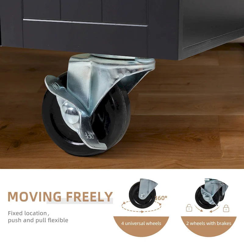 Futzca Kitchen Island Cart with Storage Cabinet and Drawers - N/A