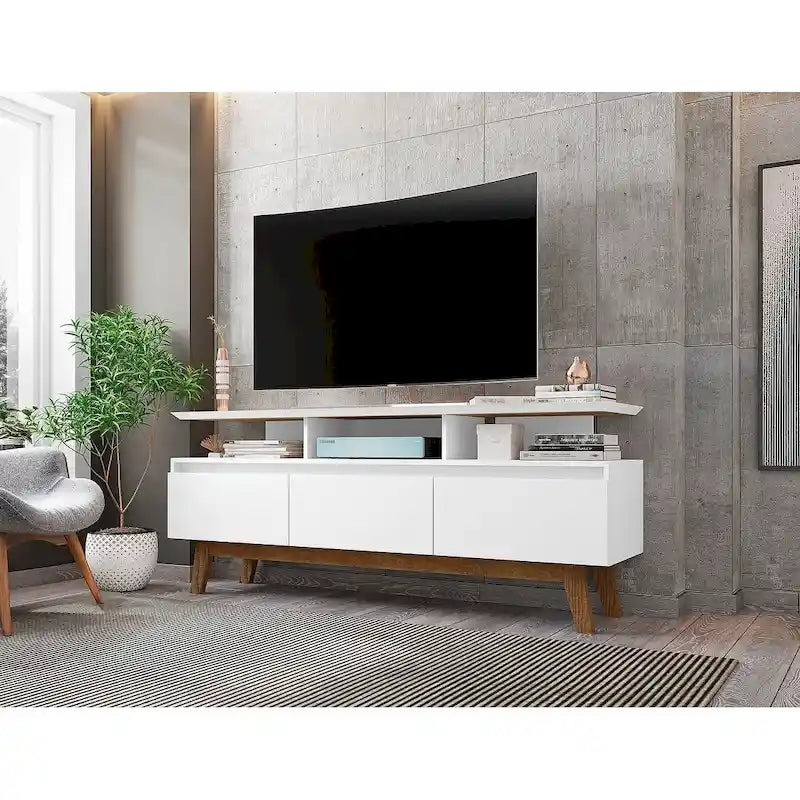 Yonkers Mid Century Modern Wood . Media Console Cabinet