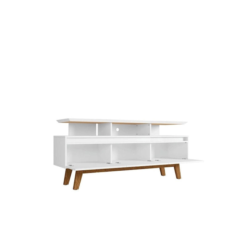 Yonkers Mid Century Modern Wood . Media Console Cabinet