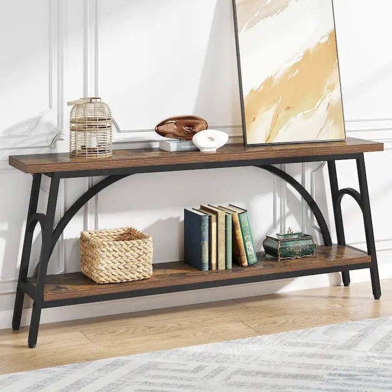 70.8Sofa Tables, 2 Tier Extra Long Console Tables for Entryway