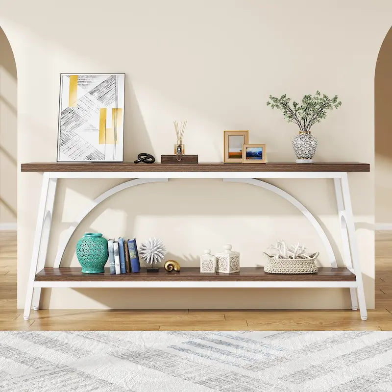 70.8Sofa Tables, 2 Tier Extra Long Console Tables for Entryway