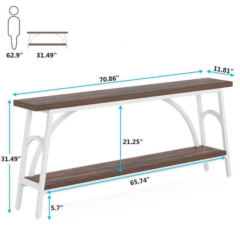70.8Sofa Tables, 2 Tier Extra Long Console Tables for Entryway