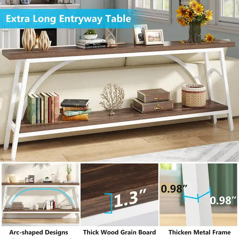 70.8Sofa Tables, 2 Tier Extra Long Console Tables for Entryway
