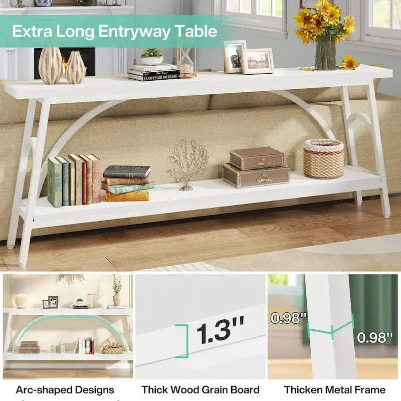 70.8Sofa Tables, 2 Tier Extra Long Console Tables for Entryway