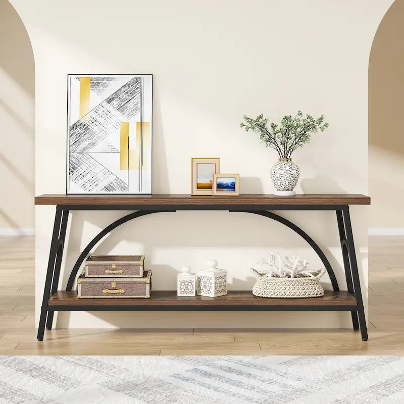70.8Sofa Tables, 2 Tier Extra Long Console Tables for Entryway