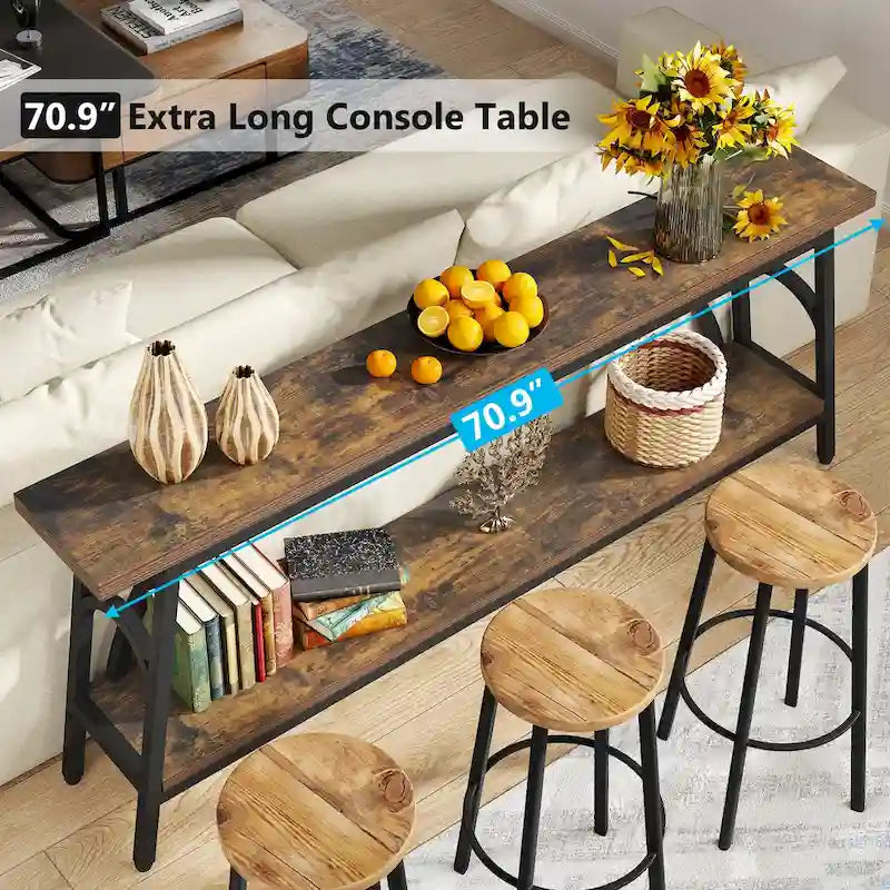 70.8Sofa Tables, 2 Tier Extra Long Console Tables for Entryway