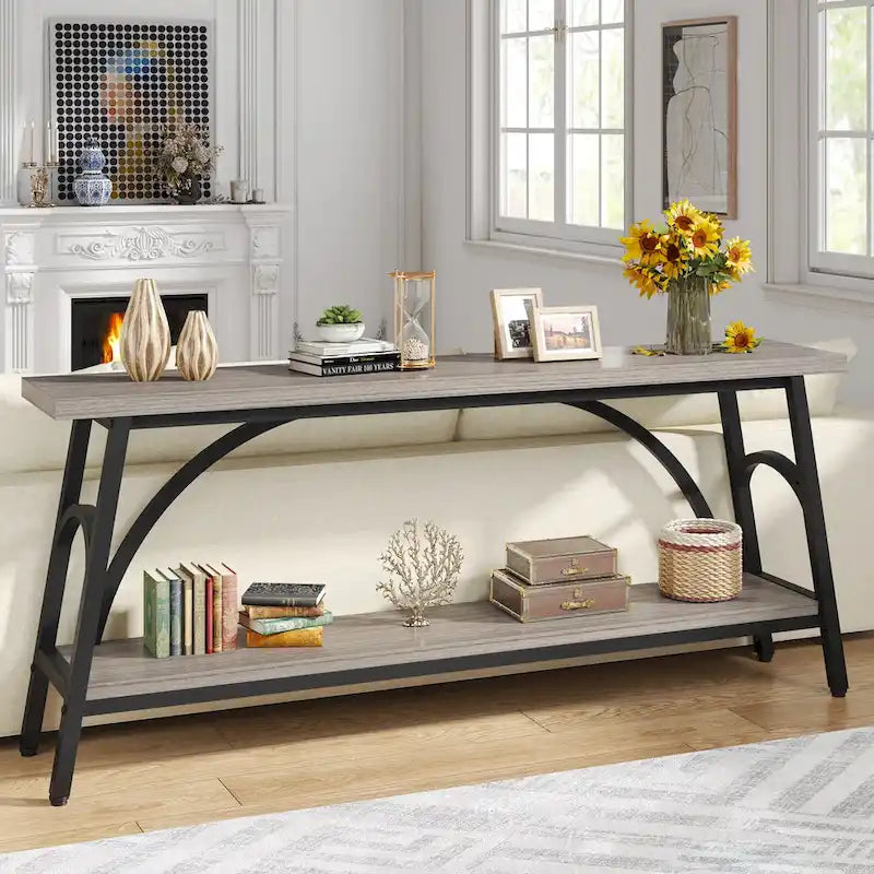70.8Sofa Tables, 2 Tier Extra Long Console Tables for Entryway