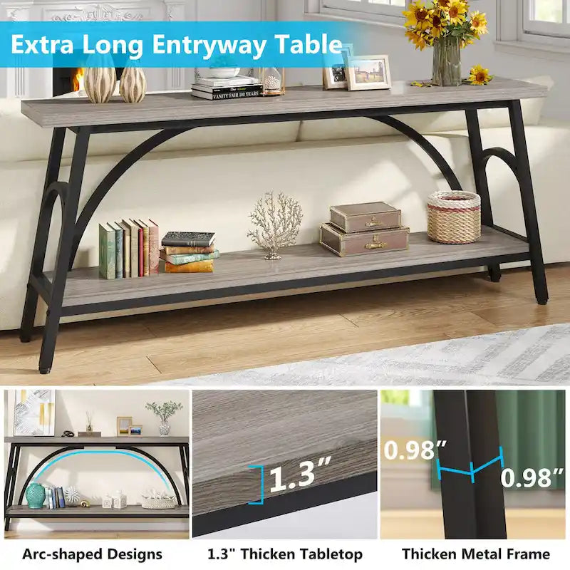 70.8Sofa Tables, 2 Tier Extra Long Console Tables for Entryway