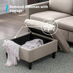 Mixoy Convertible L-Shaped Sectional 3-Seat Sofa with Storage Ottoman,Reversible Chaise - 85.83in x 27.95in x 30.71in