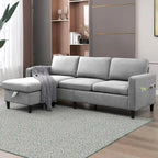Mixoy Convertible L-Shaped Sectional 3-Seat Sofa with Storage Ottoman,Reversible Chaise - 85.83in x 27.95in x 30.71in