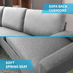 Mixoy Convertible L-Shaped Sectional 3-Seat Sofa with Storage Ottoman,Reversible Chaise - 85.83in x 27.95in x 30.71in