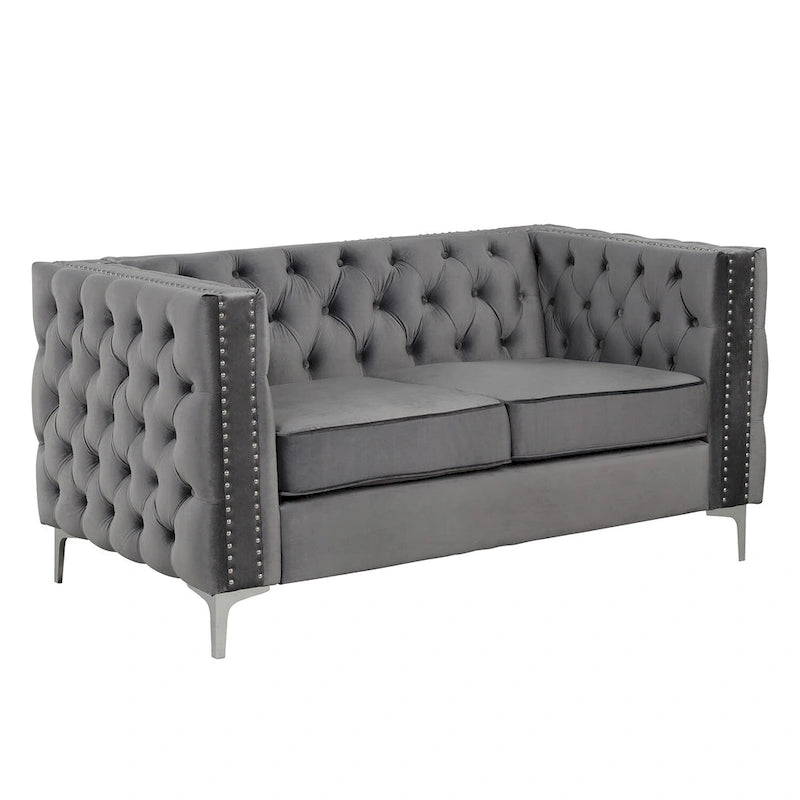 Morden Fort Modern Loveseat with Deep Dutch Velvet Iron Legs