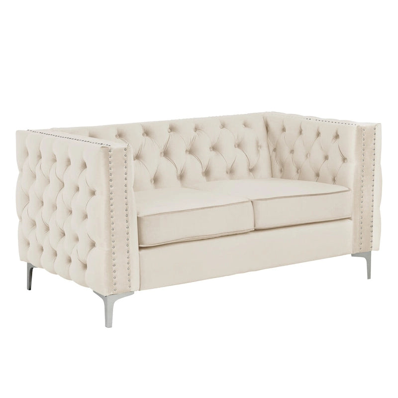 Morden Fort Modern Loveseat with Deep Dutch Velvet Iron Legs