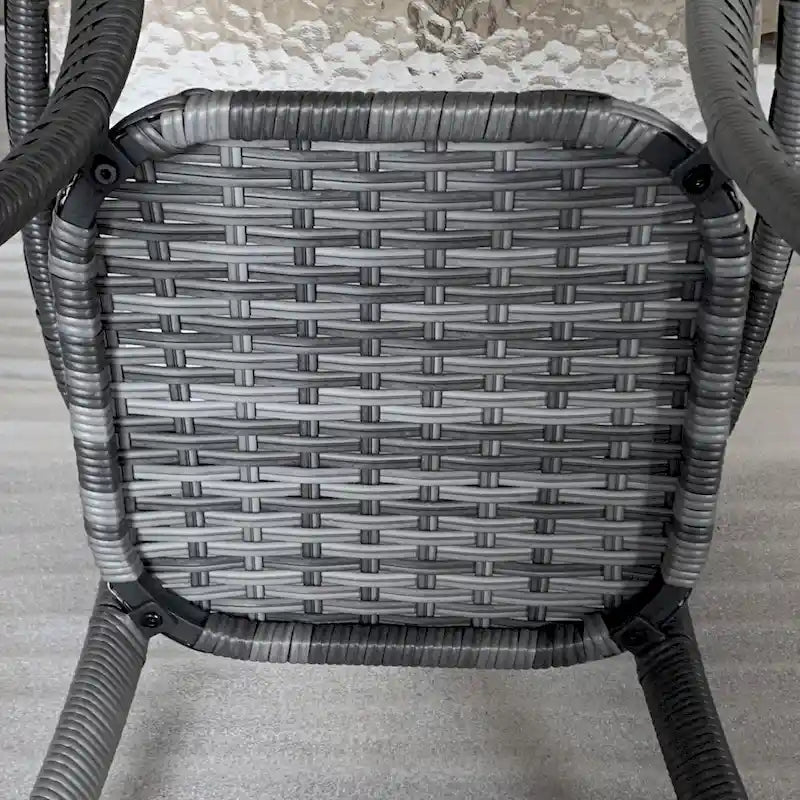 Outsunny Rattan Coffee Table with Storage Shelf, Wicker Side Table with Glass Top, Outdoor End Table for Garden, Porch, Backyard