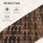 Outsunny Rattan Coffee Table with Storage Shelf, Wicker Side Table with Glass Top, Outdoor End Table for Garden, Porch, Backyard