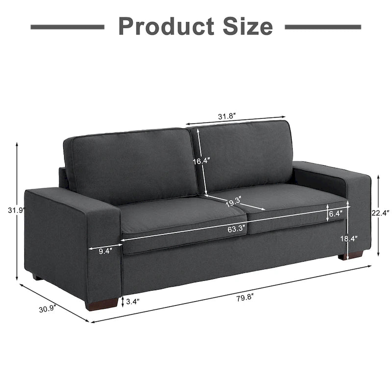 80 Modern Loveseat Couch 3 Seater Sofa