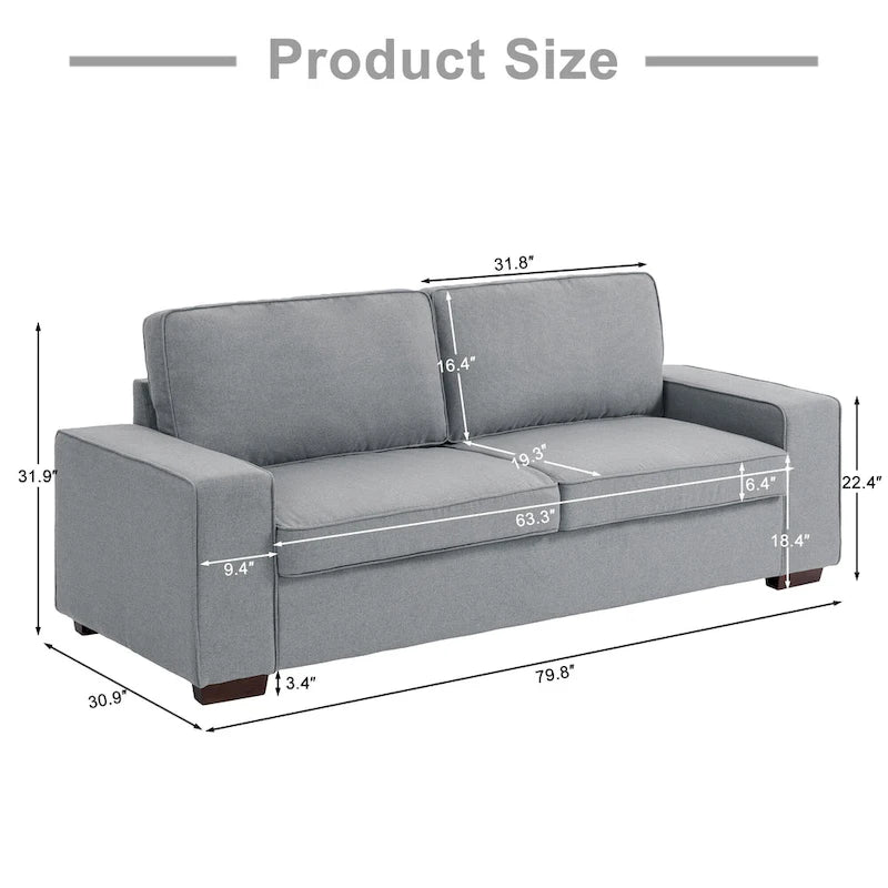 80 Modern Loveseat Couch 3 Seater Sofa