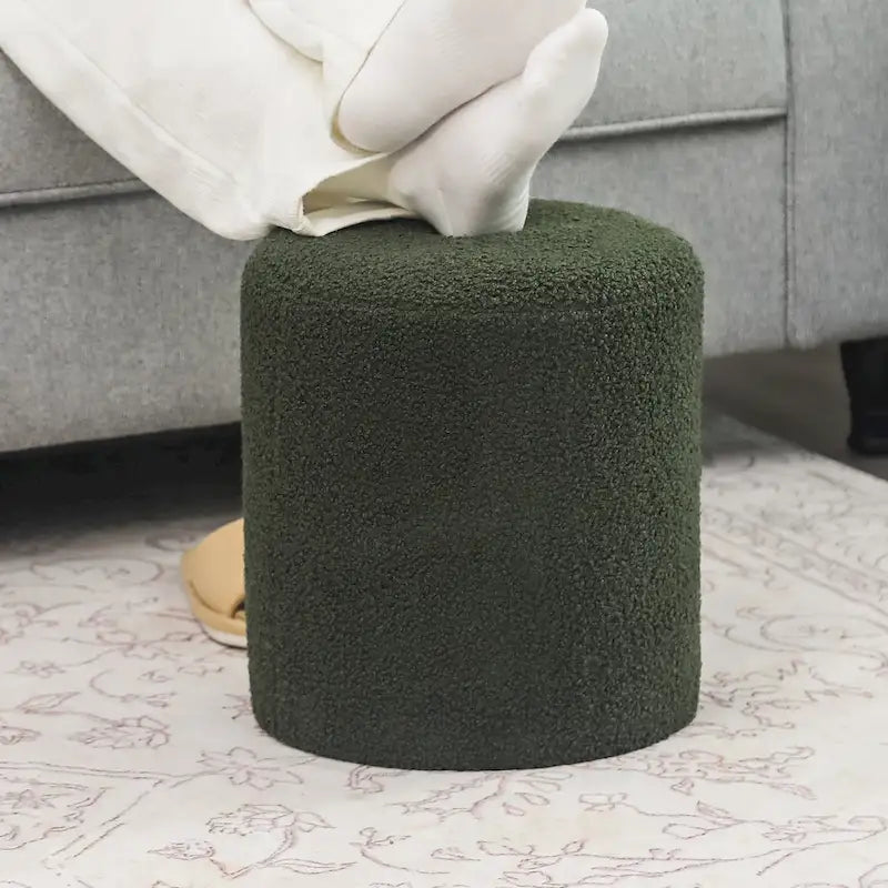 Adeco Footrest Ottoman 13 inches Fabric Stool for Living Room Bedroom