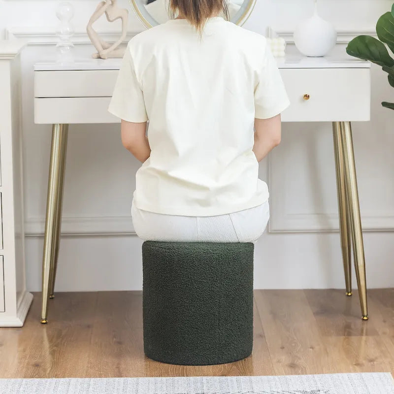 Adeco Footrest Ottoman 13 inches Fabric Stool for Living Room Bedroom