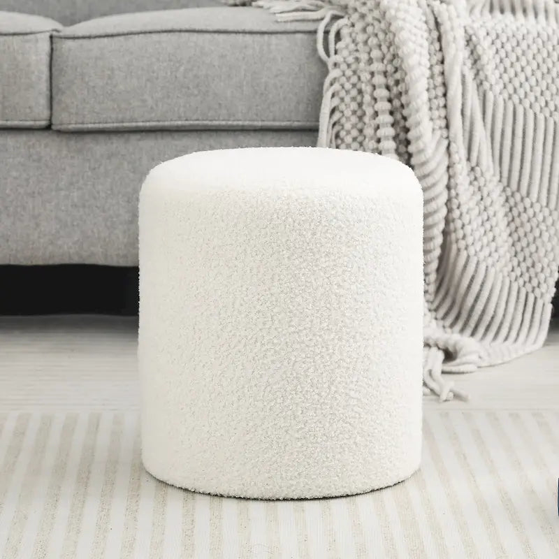 Adeco Footrest Ottoman 13 inches Fabric Stool for Living Room Bedroom