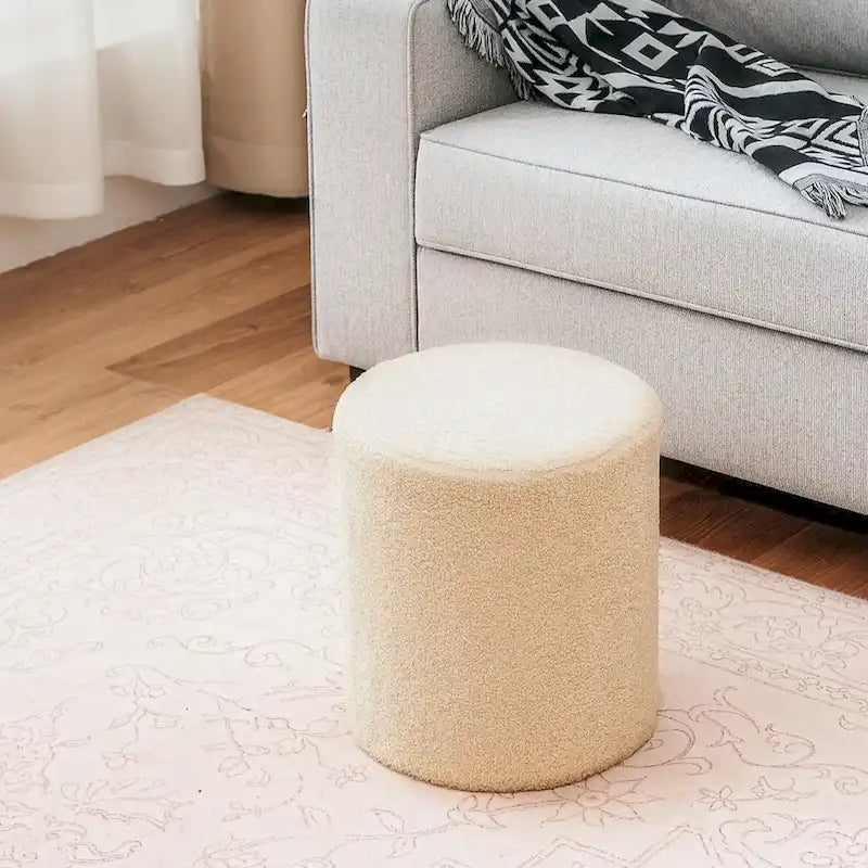 Adeco Footrest Ottoman 13 inches Fabric Stool for Living Room Bedroom