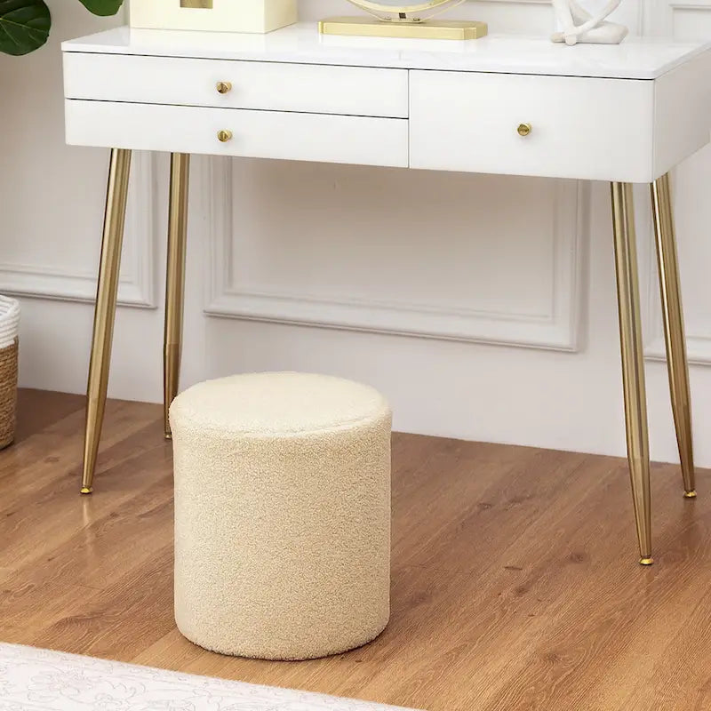 Adeco Footrest Ottoman 13 inches Fabric Stool for Living Room Bedroom