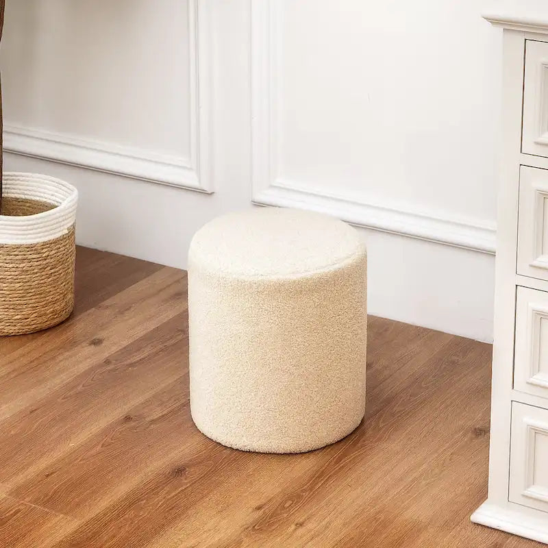 Adeco Footrest Ottoman 13 inches Fabric Stool for Living Room Bedroom